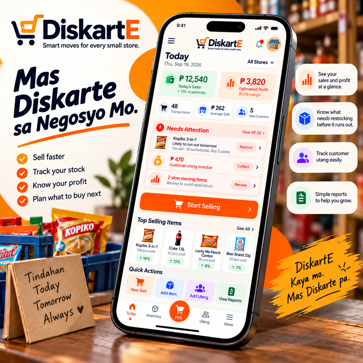 Diskart-E small-store management application concept