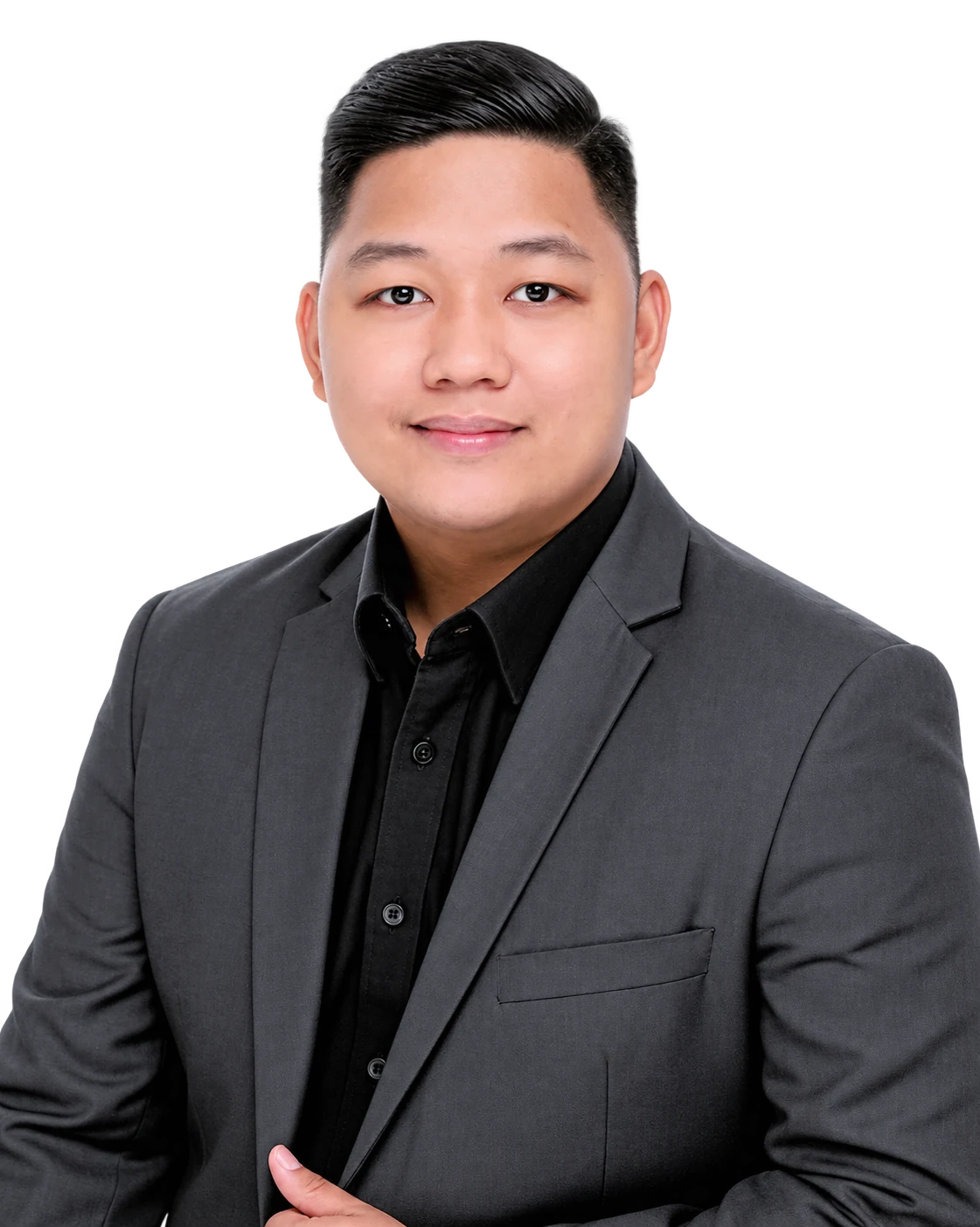 Justine Luis Inacay wearing a charcoal suit